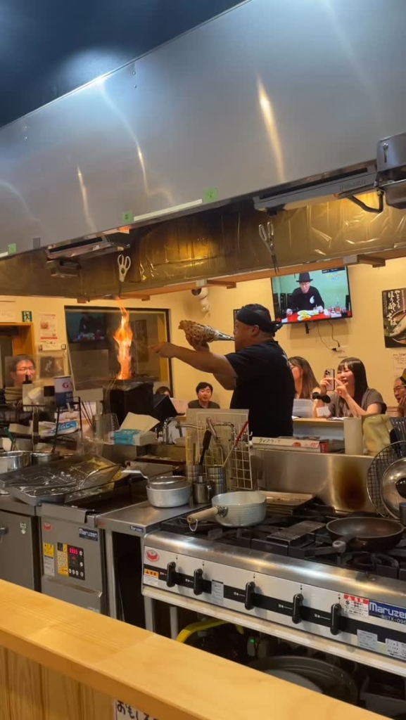 Cooking while blowing a conch shell